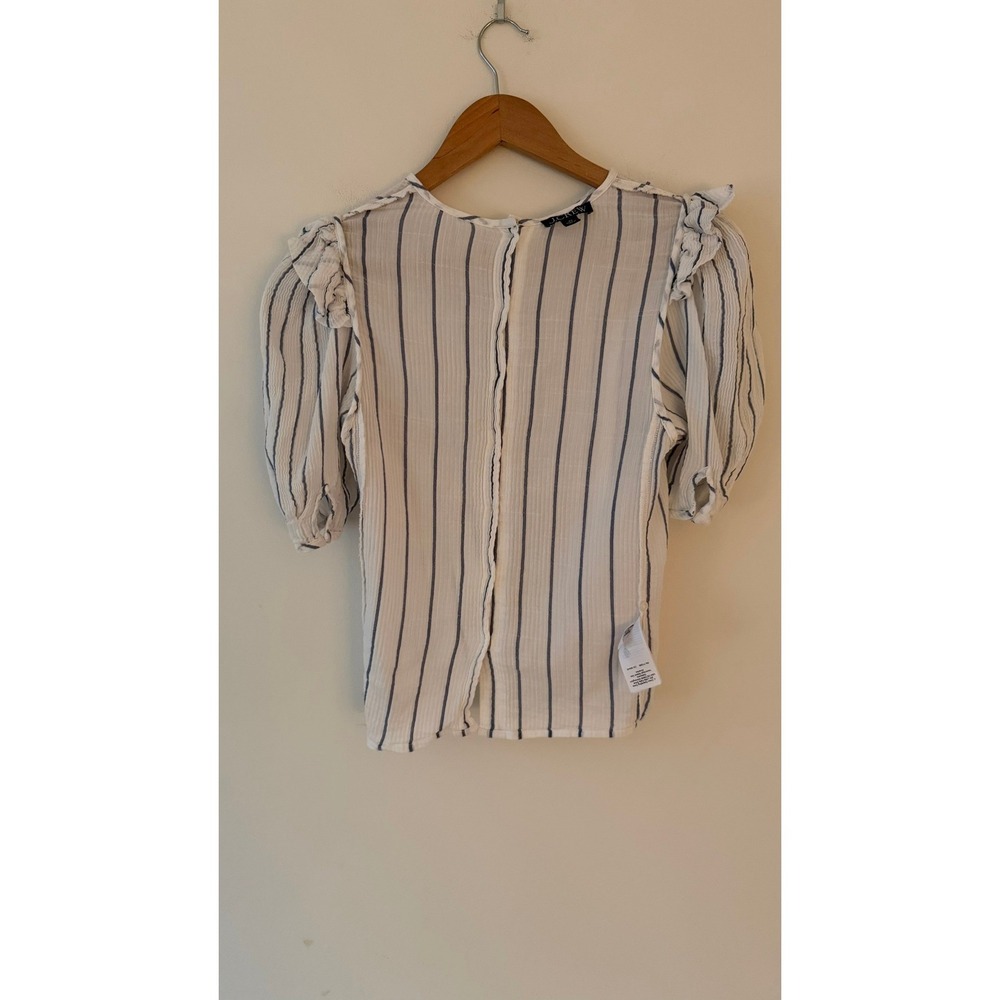 J.Crew Puff-Sleeve Top in Sheer Cotton Gauze Blue XS - Picture 4 of 9